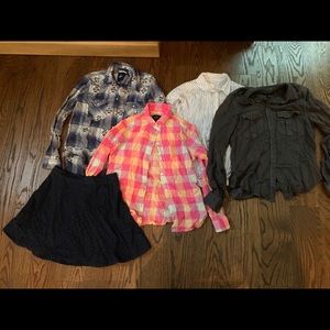 American Eagle flannel shirts and Hollister skirt